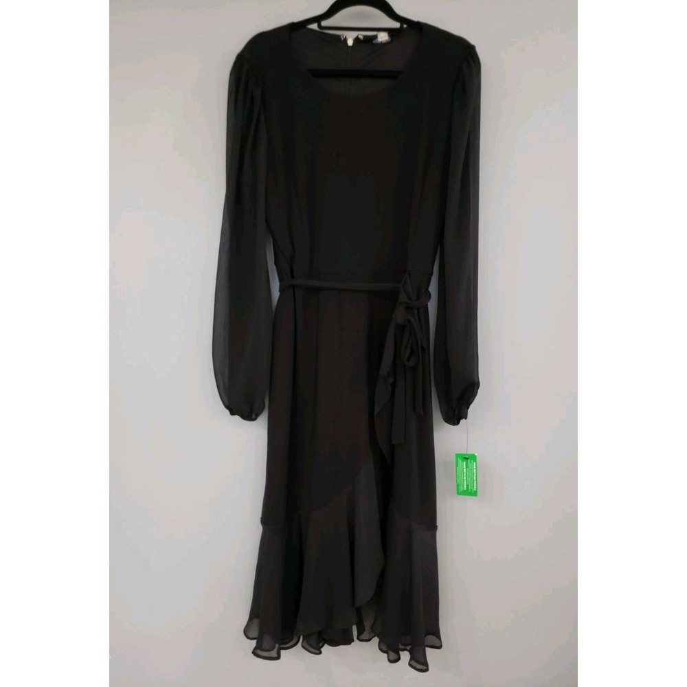 NEW SIZE‎ 16 - TOMMY HILFIGER Ruffle Asymmetrical Dress Black Whimsical Gothic
